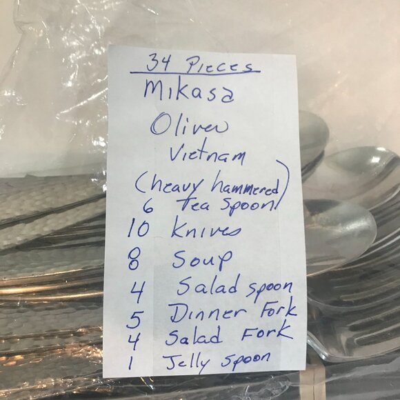 Mikasa Oliver Hammered Stainless Steel Flatware 34-Piece Set - Picture 2 of 11